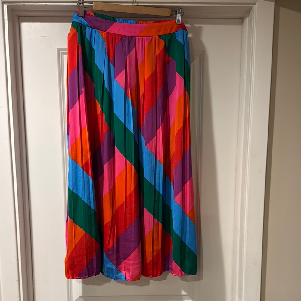 Skies Are Blue Coloful Pleated Midi Skirt